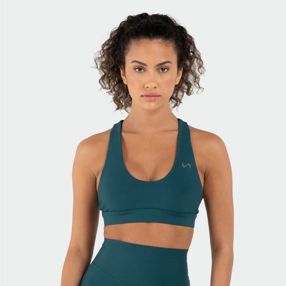 TLF Genesis High Support Sports Bra medium in Deep Teal strappy back stretchy